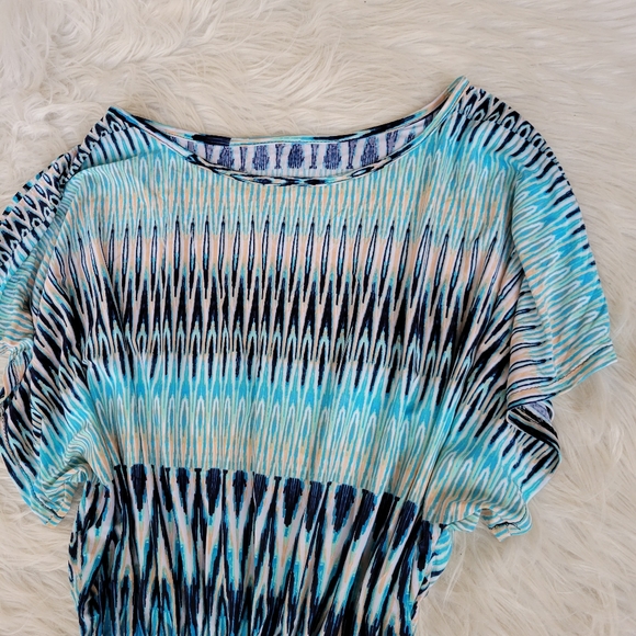 Romantic SiNi Blue Banded Hem Top Bubble Batwing - Picture 4 of 5